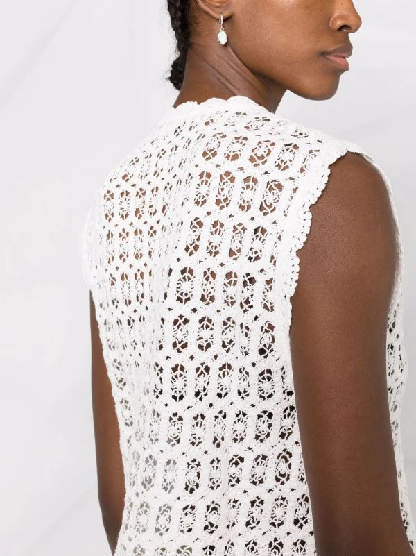 ( Neue Saison ) Maje White Gehäkelte Weste Damen 5 ( Neue Saison ) Maje White Gehäkelte Weste Damen - Image 3