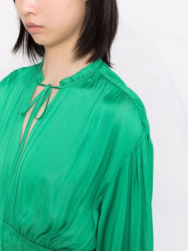 ( Neue Saison ) Maje Green Kleid Mit Gesmokter Taille Damen 7 ( Neue Saison ) Maje Green Kleid Mit Gesmokter Taille Damen - Image 5