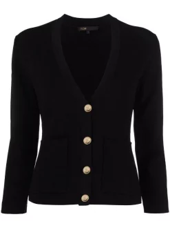 ( Neue Saison ) Maje Black Cardigan Mit V-Ausschnitt Damen