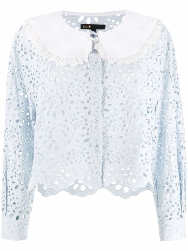 ( Neue Saison ) Maje Bestickte Bluse Mit Latzkragen Damen 3 ( Neue Saison ) Maje Bestickte Bluse Mit Latzkragen Damen