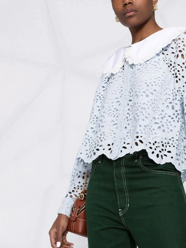 ( Neue Saison ) Maje Bestickte Bluse Mit Latzkragen Damen 7 ( Neue Saison ) Maje Bestickte Bluse Mit Latzkragen Damen - Image 5