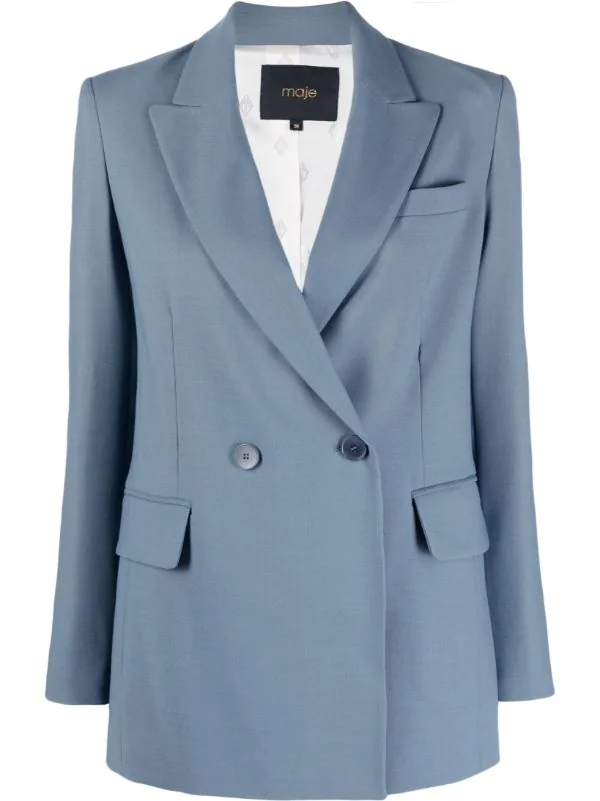( Neue Saison ) Maje BLEU ACIER Doppelreihiger Blazer Damen 3 ( Neue Saison ) Maje BLEU ACIER Doppelreihiger Blazer Damen