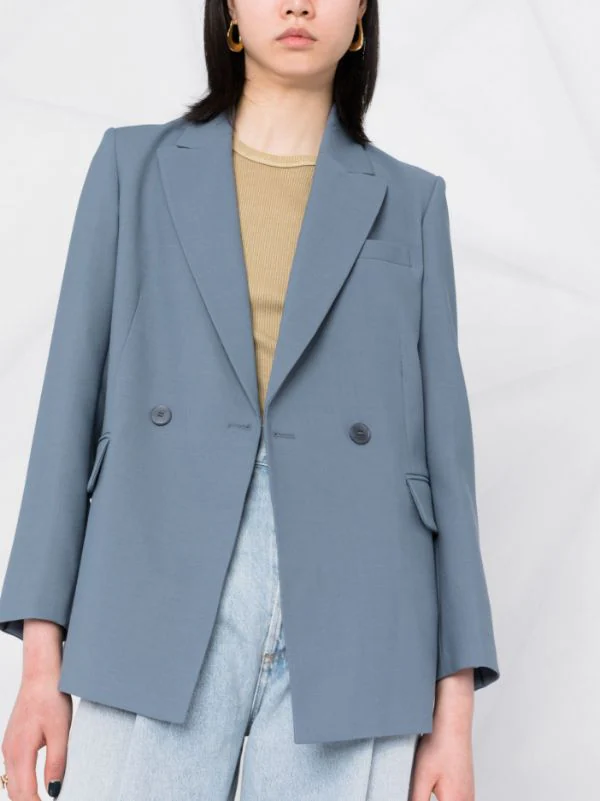 ( Neue Saison ) Maje BLEU ACIER Doppelreihiger Blazer Damen 7 ( Neue Saison ) Maje BLEU ACIER Doppelreihiger Blazer Damen - Image 5