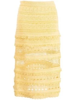 ( Neue Saison ) Maje Yellow Gehäkelter Juarez Rock Damen