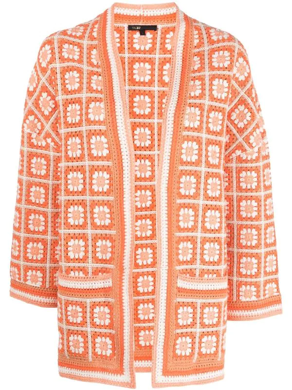 Maje Orange Strickmantel Mit Patches Damen 3 Maje Orange Strickmantel Mit Patches Damen